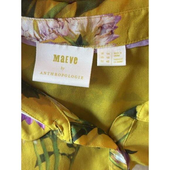 Maeve by Anthropologie Duchess Floral Sleeveless Blouse Women’s Size 10 Yellow - Picture 6 of 9